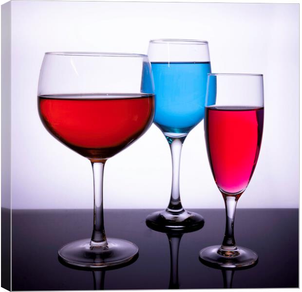 Coloured wine glasses 673  Canvas Print by PHILIP CHALK