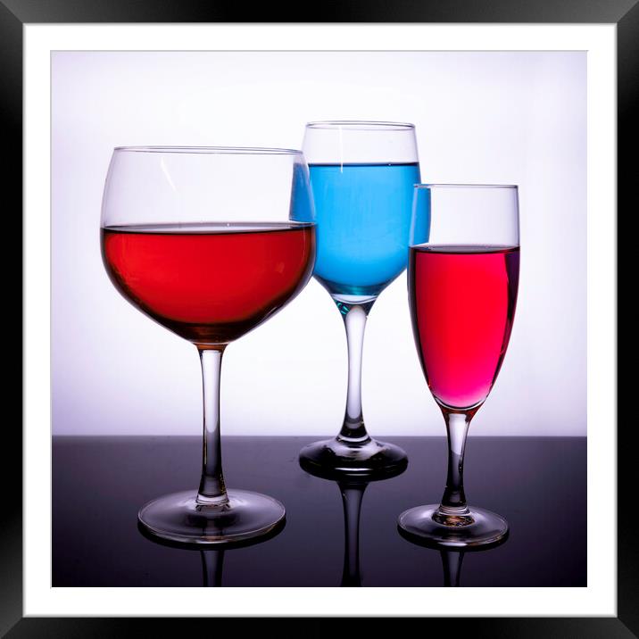 Coloured wine glasses 673  Framed Mounted Print by PHILIP CHALK