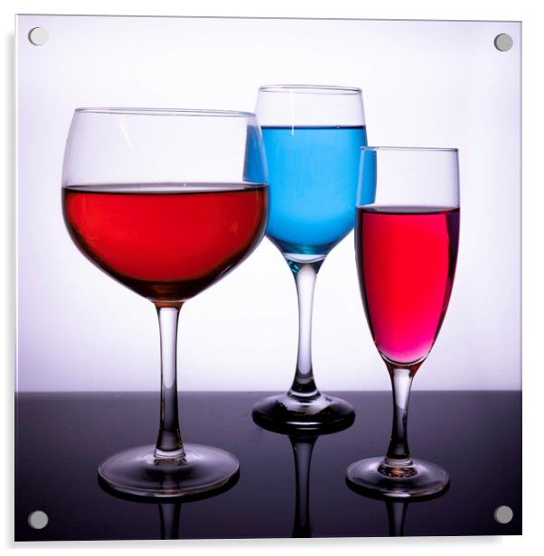 Coloured wine glasses 673  Acrylic by PHILIP CHALK
