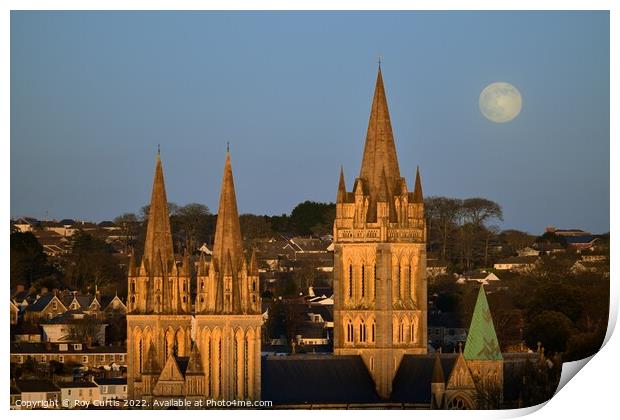 Truro Cathedral - The Wolf Moon Rising. Print by Roy Curtis