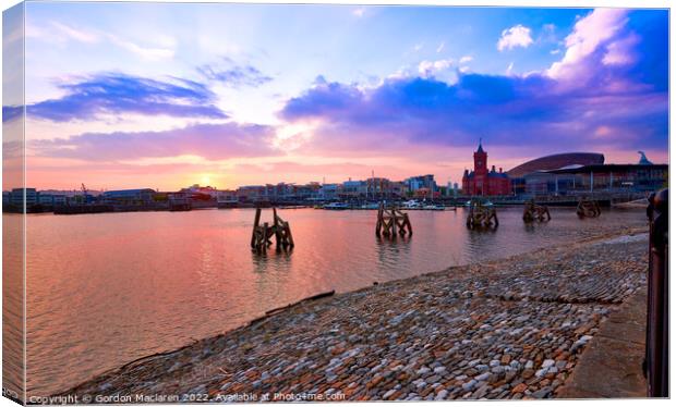 Spectacular sunset over Cardiff Bay Canvas Print by Gordon Maclaren