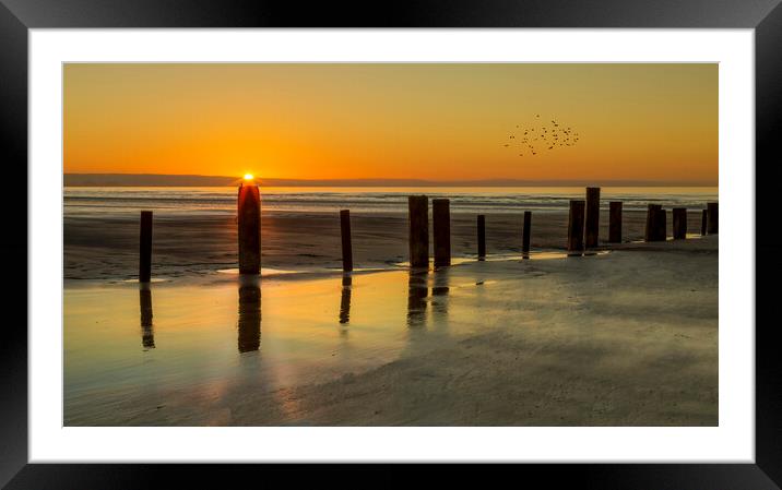 Sunset at Berrow Beach Framed Mounted Print by Leighton Collins