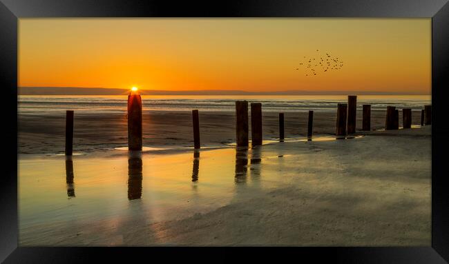Sunset at Berrow Beach Framed Print by Leighton Collins
