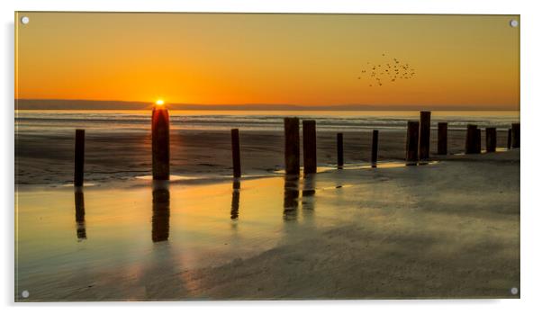Sunset at Berrow Beach Acrylic by Leighton Collins