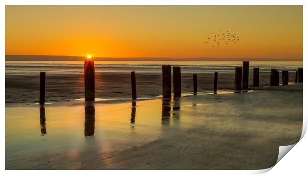 Sunset at Berrow Beach Print by Leighton Collins