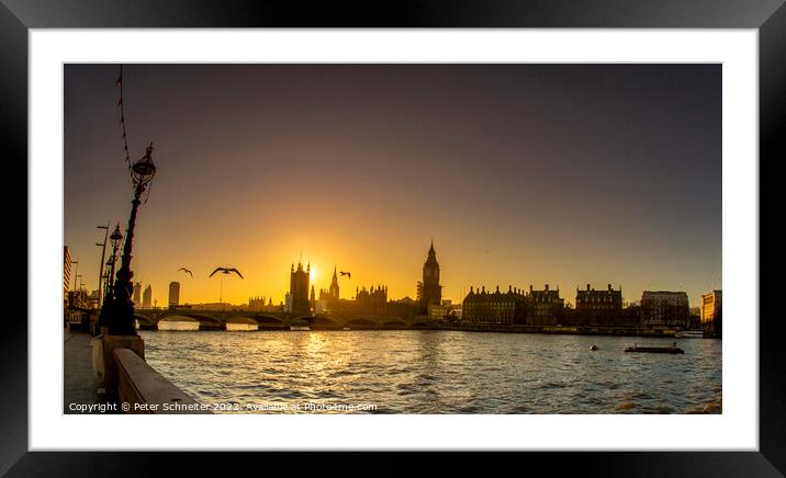 Evening over River Thames Framed Mounted Print by Peter Schneiter