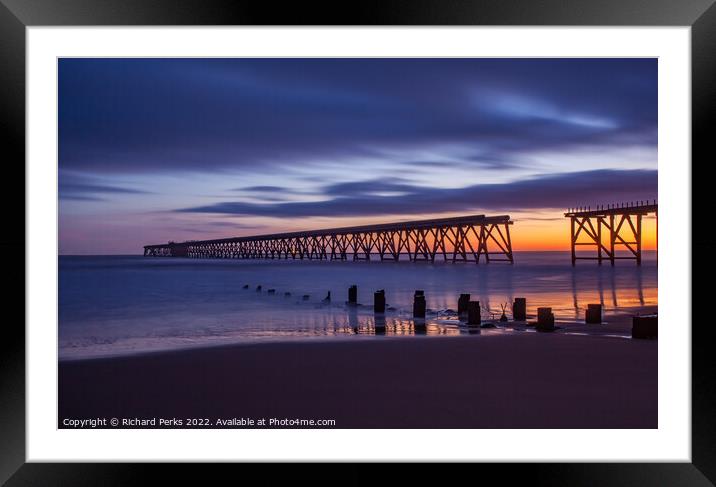 A Glowing Sunrise at Steetley Pier Framed Mounted Print by Richard Perks
