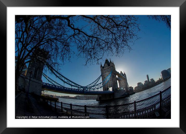 Tower Bridge in Winter Framed Mounted Print by Peter Schneiter