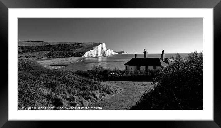 Seven Sisters White Cliffs from Cuckmere Haven Sus Framed Mounted Print by John Gilham