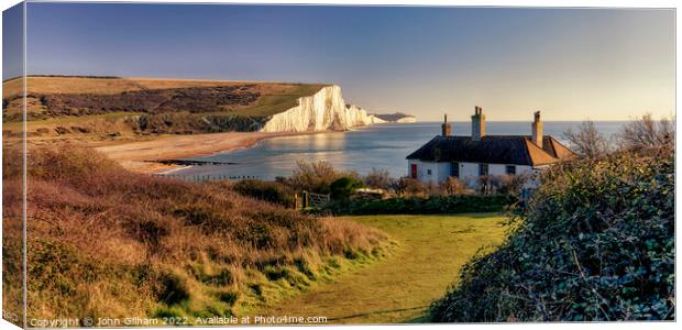 Seven Sisters White Cliffs from Cuckmere Haven Sus Canvas Print by John Gilham