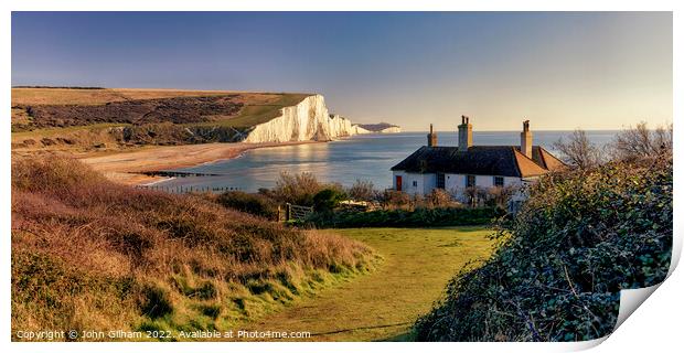 Seven Sisters White Cliffs from Cuckmere Haven Sus Print by John Gilham