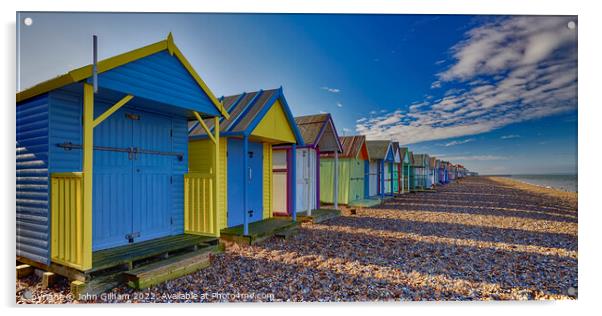 Colourful Beach Huts on Herne Bay beach Kent Acrylic by John Gilham