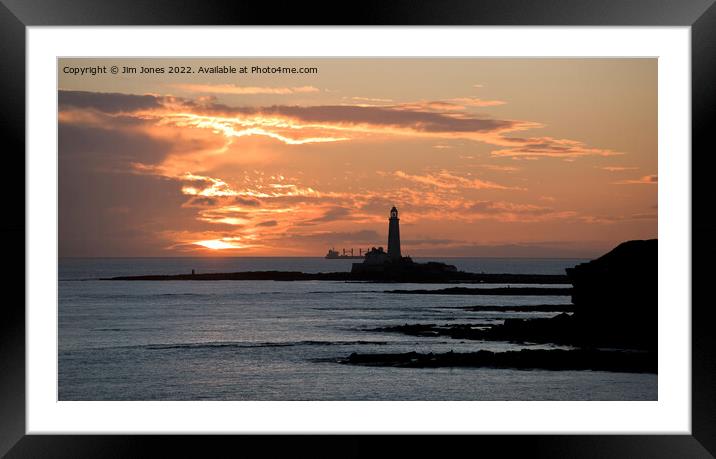 January sunrise at St Mary's Island - Panorama Framed Mounted Print by Jim Jones