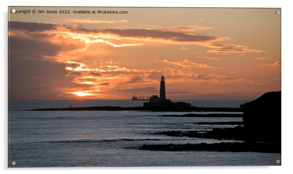 January sunrise at St Mary's Island - Panorama Acrylic by Jim Jones