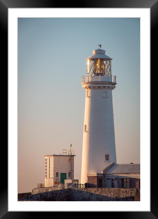 Southstack Lighthouse Glow Framed Mounted Print by Liam Neon