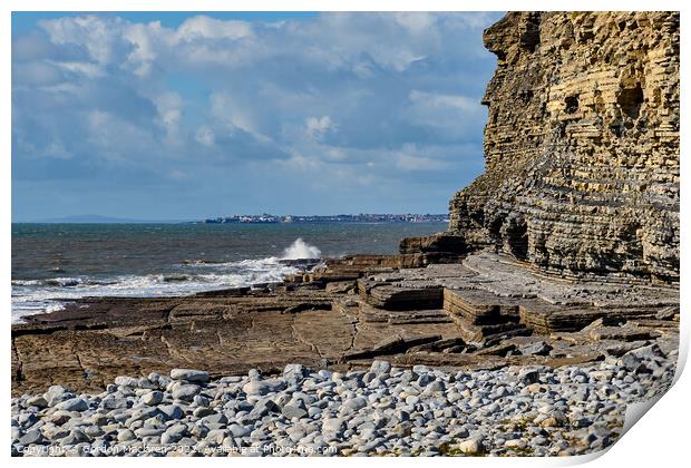 Looking out to Porthcawl from Dunraven Bay Print by Gordon Maclaren