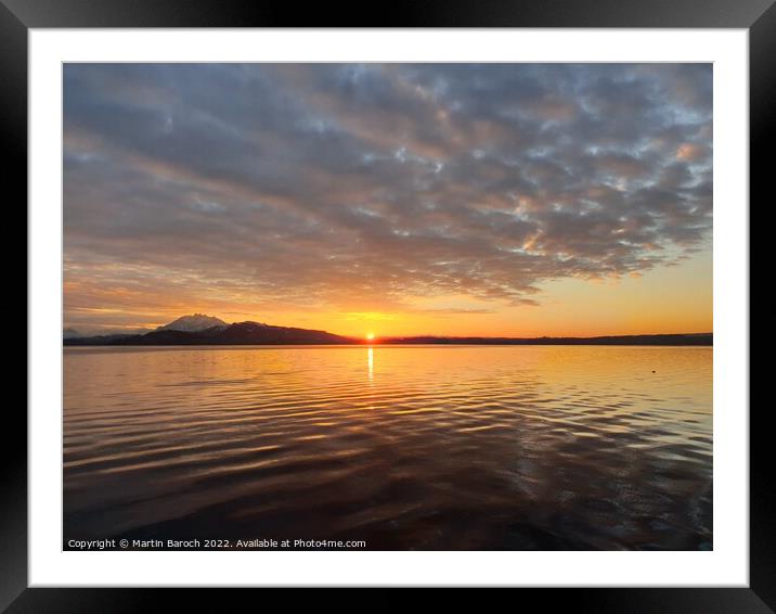 Orange Lake Zug Sunset  Framed Mounted Print by Martin Baroch