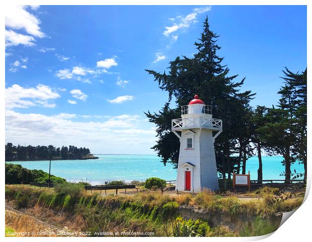 Blackett's Lighthouse, New Zealand Print by Graham Lathbury