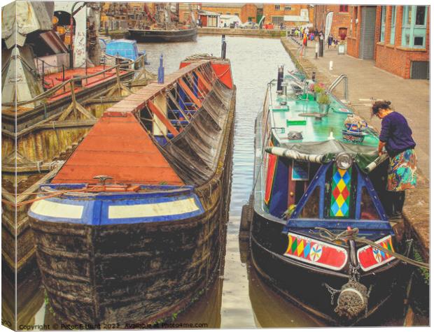 Canal Boats Gloucester Dock Canvas Print by Peter F Hunt
