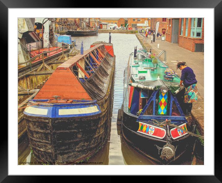 Canal Boats Gloucester Dock Framed Mounted Print by Peter F Hunt