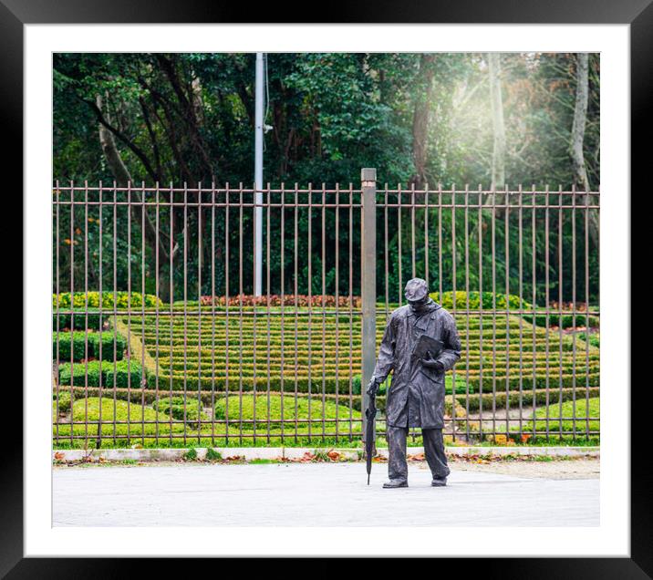 Valladolid, SPAIN - December 20, 2020: statue of the writer Miguel Delibes Framed Mounted Print by David Galindo