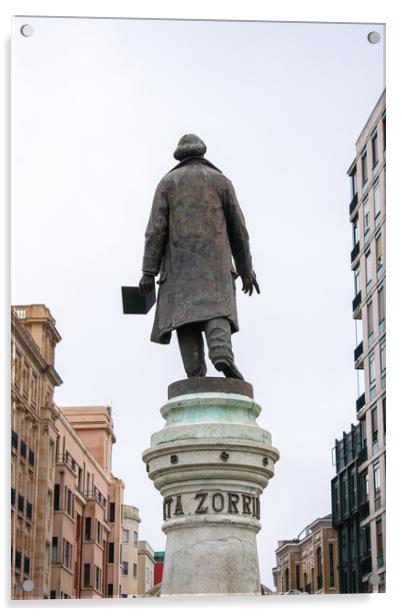 Valladolid, SPAIN - December 20, 2020: statue of the writer Jose Zorrilla Acrylic by David Galindo