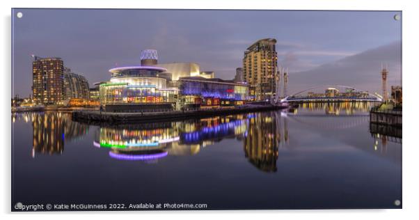 Media City, Salford Quays Panorama Acrylic by Katie McGuinness
