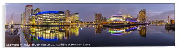 Media City, Salford Quays Panorama Acrylic by Katie McGuinness