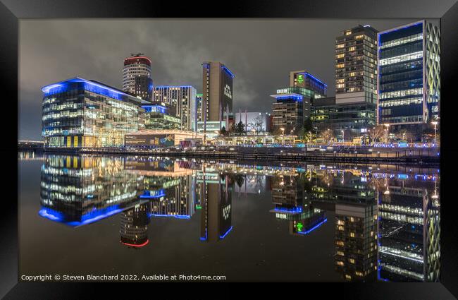 Media city reflections Salford Quays 2 Framed Print by Steven Blanchard