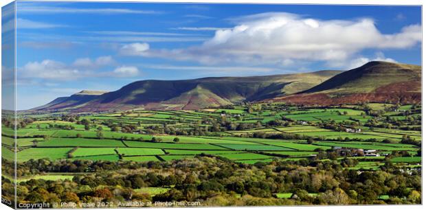 Black Mountains in Autumn's Embrace. Canvas Print by Philip Veale