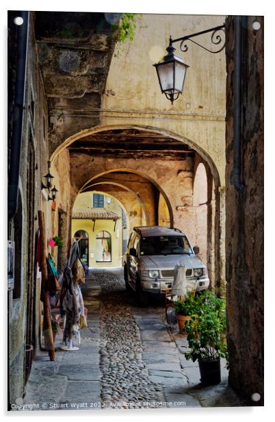 Italian Street Scene: Orta San Giulio Acrylic by Stuart Wyatt
