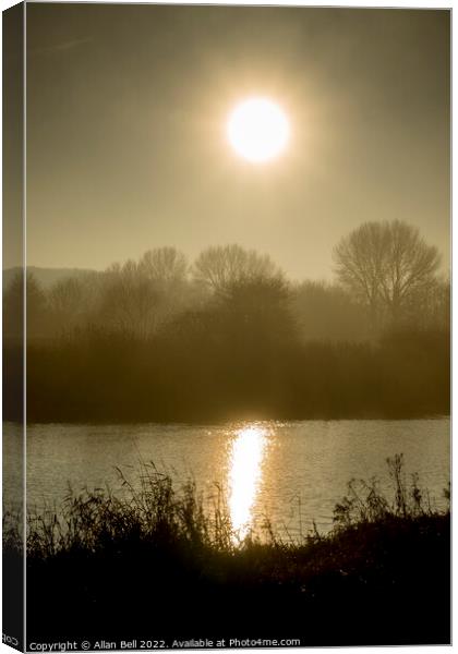 Misty day over river Witham Canvas Print by Allan Bell