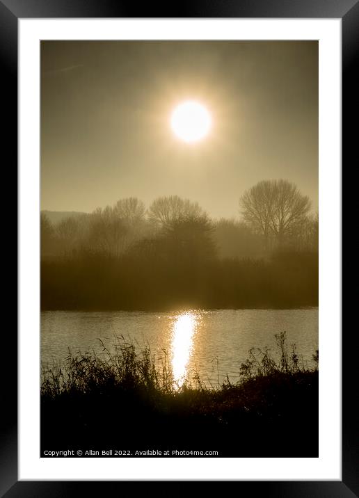Misty day over river Witham Framed Mounted Print by Allan Bell