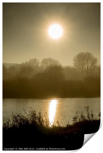 Misty day over river Witham Print by Allan Bell
