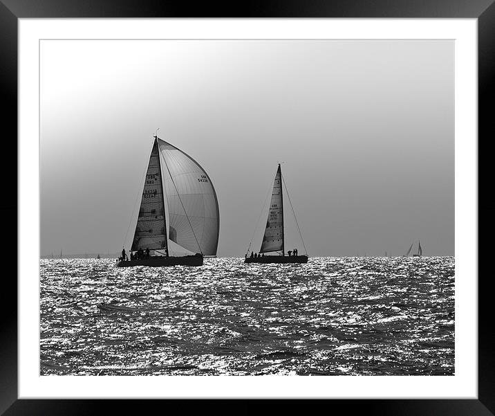 Yachts heading home, Solent Framed Mounted Print by Gary Eason