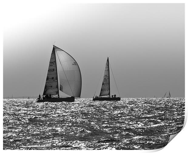 Yachts heading home, Solent Print by Gary Eason