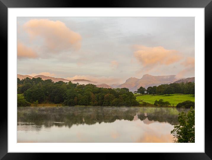 Sunrise at Loughrigg Tarn in Lake District Framed Mounted Print by Steve Heap