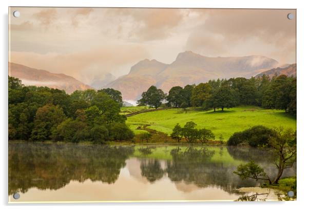 Sunrise at Loughrigg Tarn in Lake District Acrylic by Steve Heap