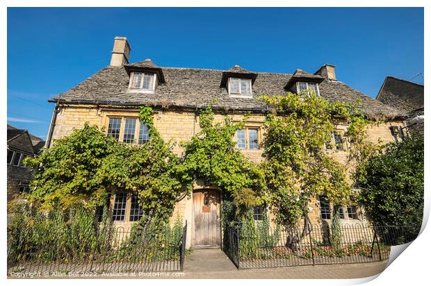 Vine House Bourton-on-the-Water. Print by Allan Bell