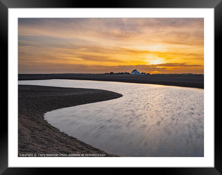 Tranquil sunset over Shingle Street Framed Mounted Print by Terry Newman