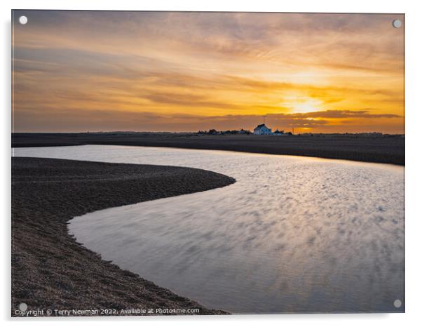 Tranquil sunset over Shingle Street Acrylic by Terry Newman