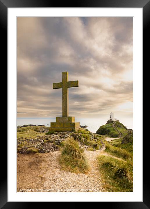 The Majestic Cross and Lighthouse Framed Mounted Print by Terry Newman
