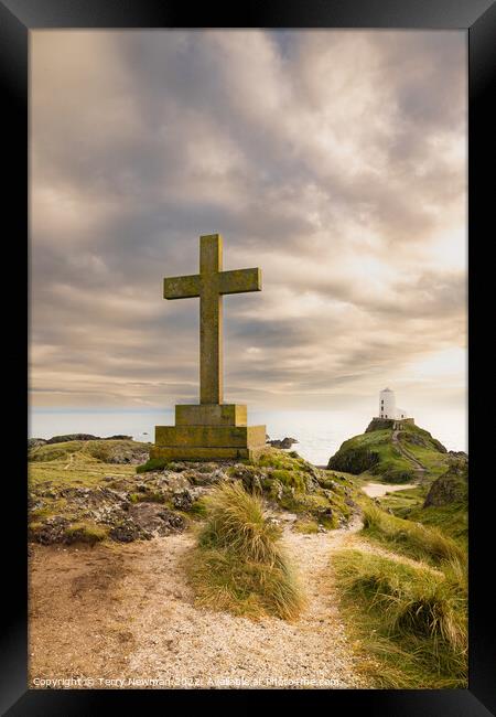The Majestic Cross and Lighthouse Framed Print by Terry Newman