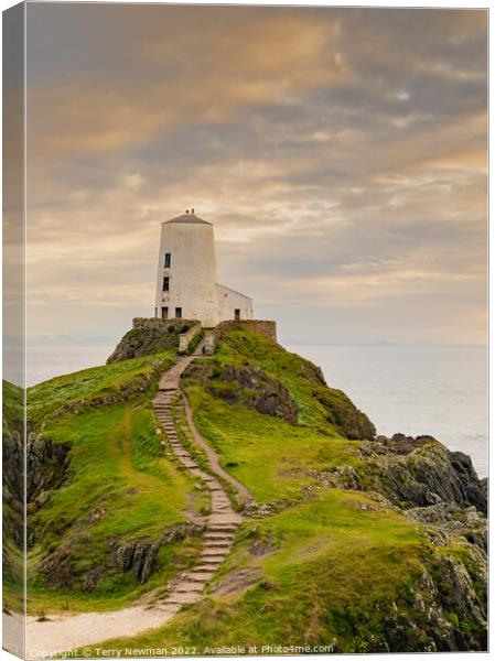 Majestic Twr Mawr Lighthouse Canvas Print by Terry Newman