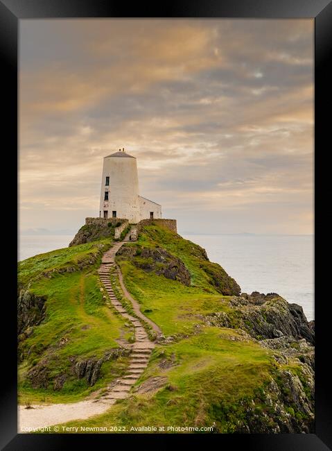 Majestic Twr Mawr Lighthouse Framed Print by Terry Newman