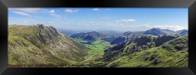 Langdale Valley Panorama (Lake District) Framed Print by Keith Douglas