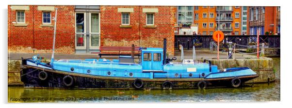 Canal Tug Severn Progress Gloucester Dock Acrylic by Peter F Hunt