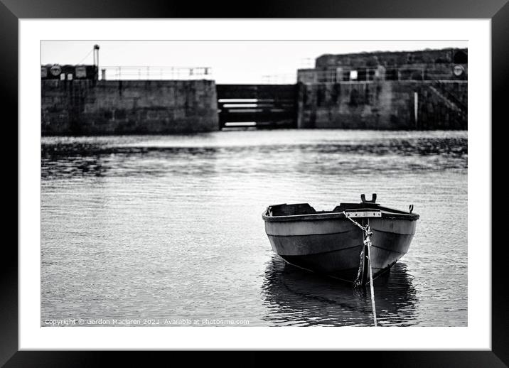 Boat moored in Mousehole Harbour Cornwall Framed Mounted Print by Gordon Maclaren