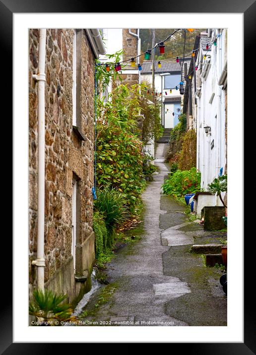 Picturesque street in Mousehole, Cornwall Framed Mounted Print by Gordon Maclaren