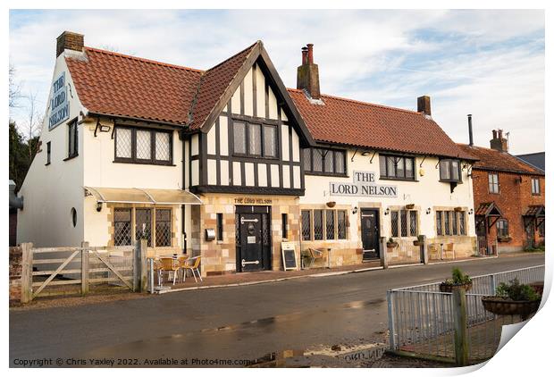 The Lord Nelson pub in Reedham, Norfolk  Print by Chris Yaxley